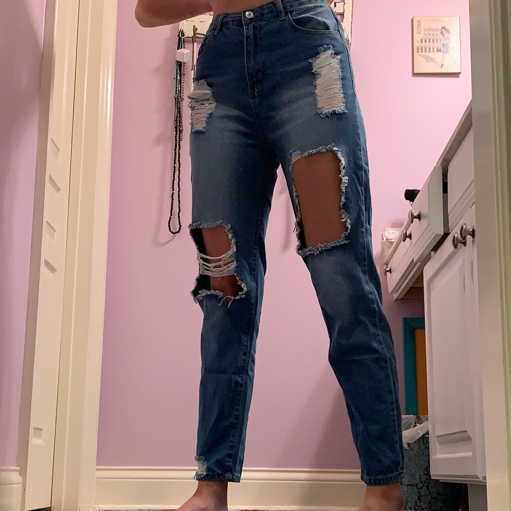 High waisted ripped jeans from SHEIN